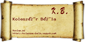 Koleszár Béla névjegykártya