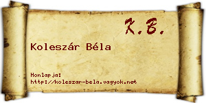 Koleszár Béla névjegykártya